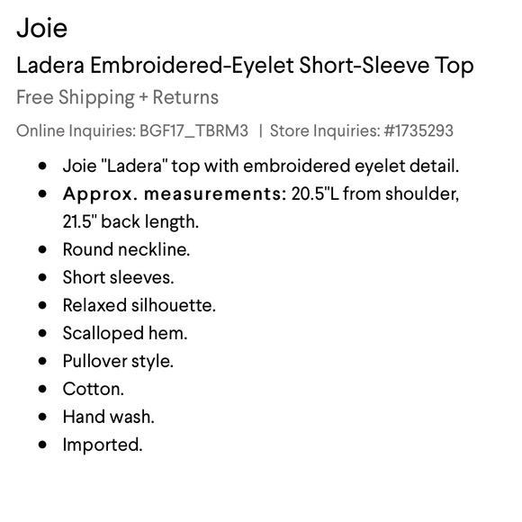 Joie Embroidered-Eyelet Short Sleeve Top - Picture 4 of 10